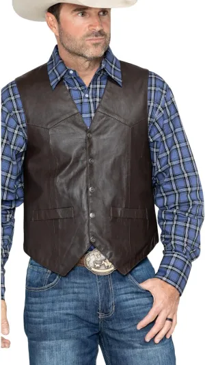 Scully Brown Soft Touch Lambskin Western All Leather Vest 507