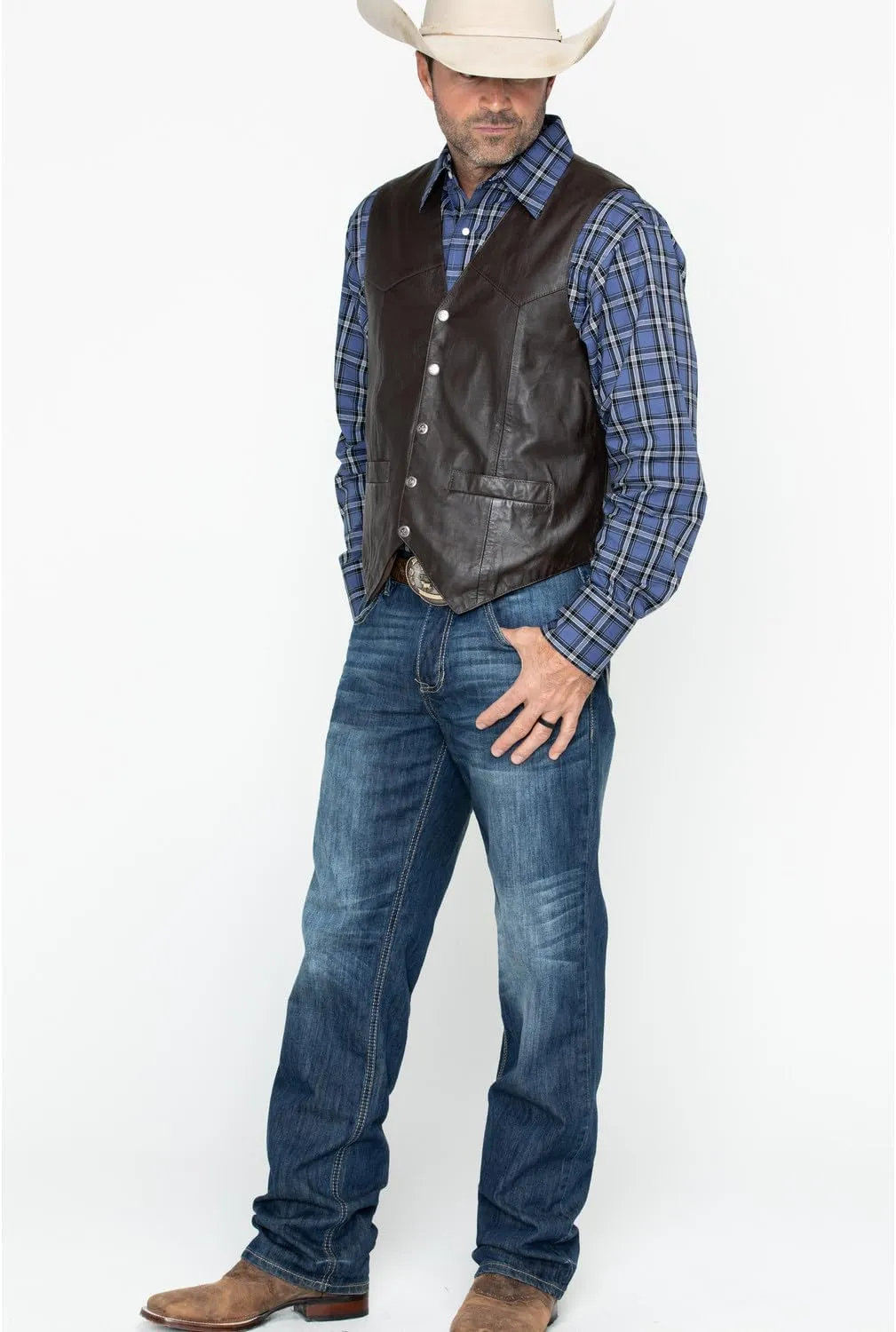 Scully Brown Soft Touch Lambskin Western All Leather Vest 507