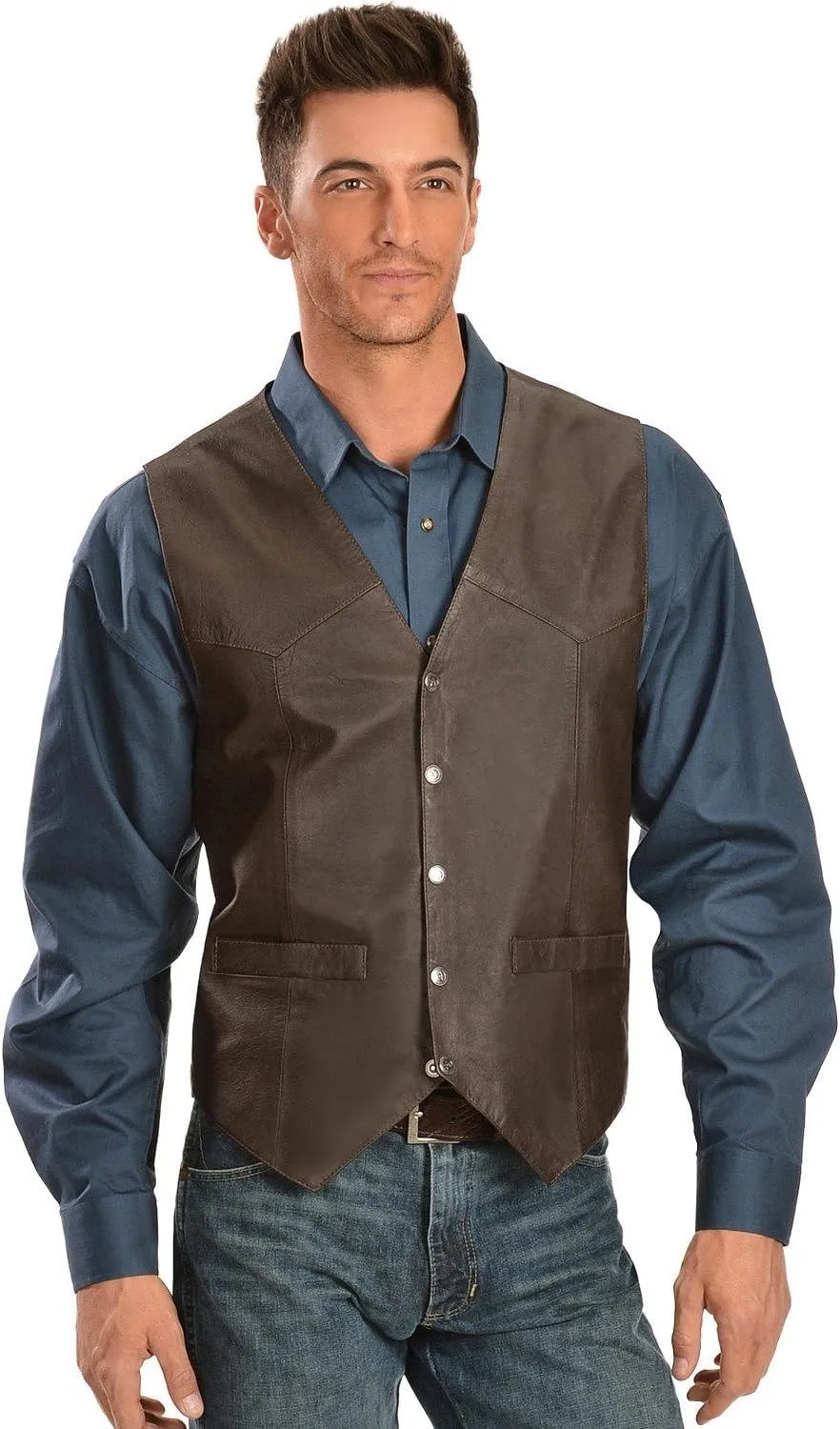 Scully Brown Soft Touch Lambskin Western All Leather Vest 507