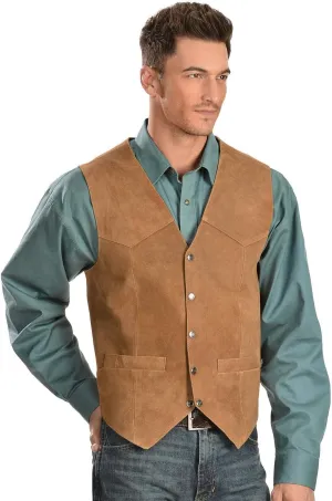 Scully Saddle Tan Soft Touch Lambskin Western All Leather Vest 507