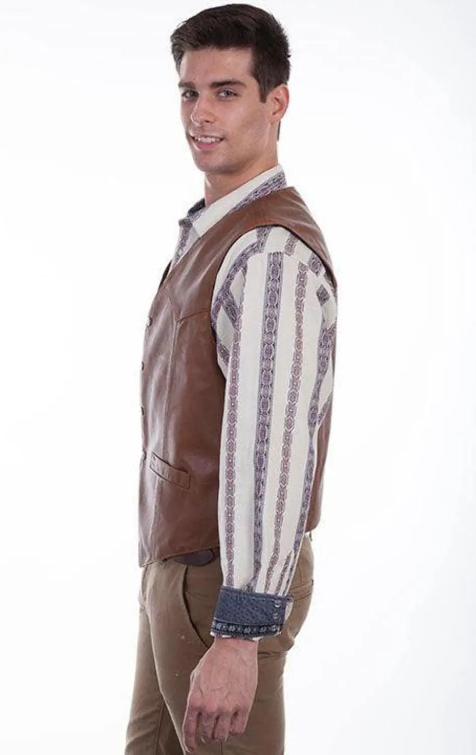 Scully Saddle Tan Soft Touch Lambskin Western All Leather Vest 507