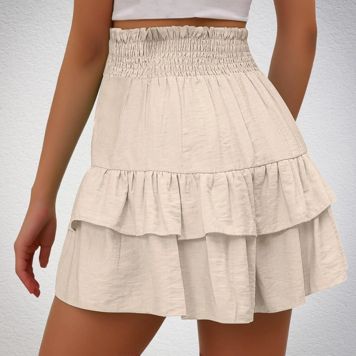 Shorts for Women High Waisted Pleated Ruffle Shorts Cute Loose Flowy Skorts 2024 Summer Casual Cropped Pants
