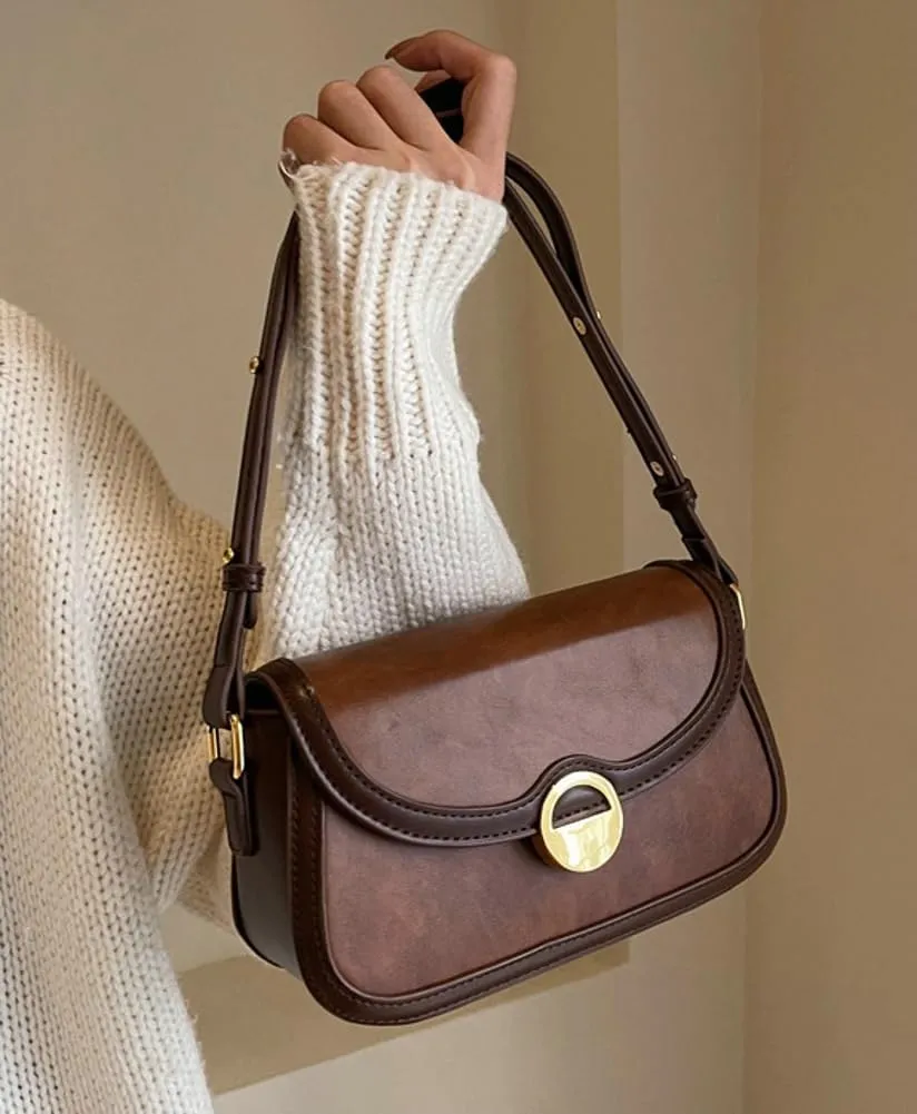 Shoulder Bag for Women Vegan Leather Tote Bag Crossbody Bag Trendy Saddle Purse Handbag Underarm Bag PU Work Shoulder Bag