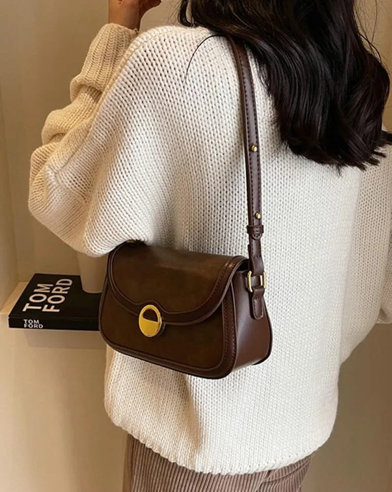 Shoulder Bag for Women Vegan Leather Tote Bag Crossbody Bag Trendy Saddle Purse Handbag Underarm Bag PU Work Shoulder Bag
