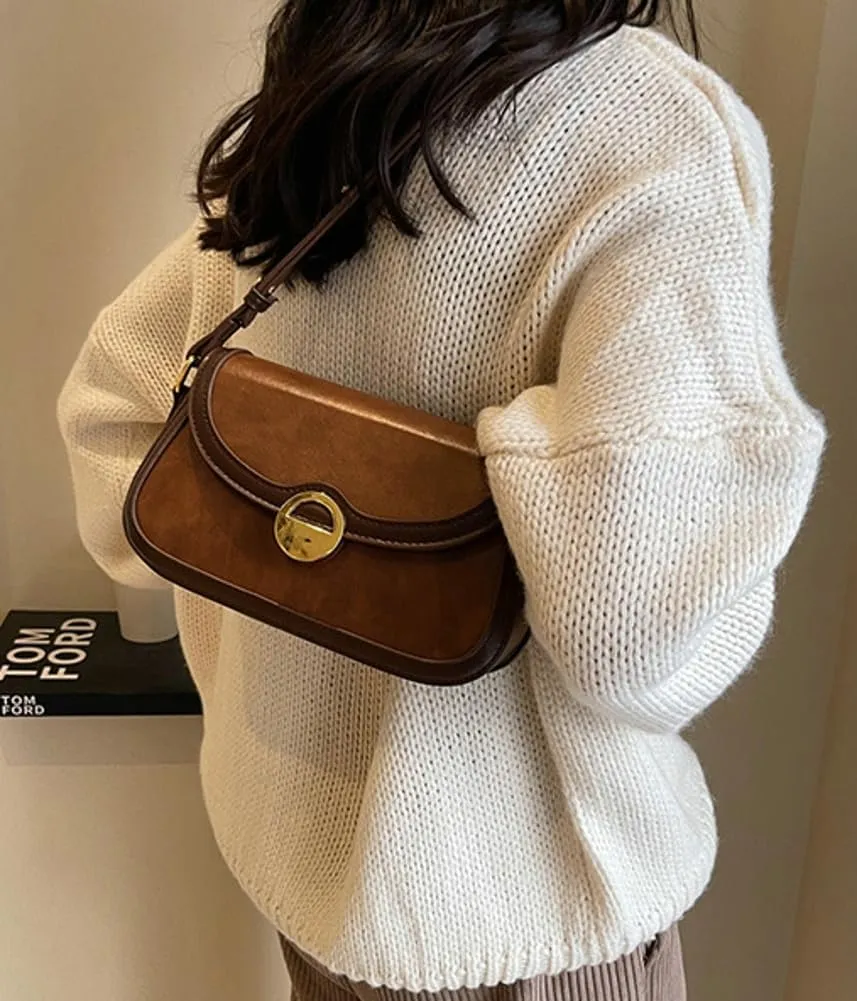 Shoulder Bag for Women Vegan Leather Tote Bag Crossbody Bag Trendy Saddle Purse Handbag Underarm Bag PU Work Shoulder Bag