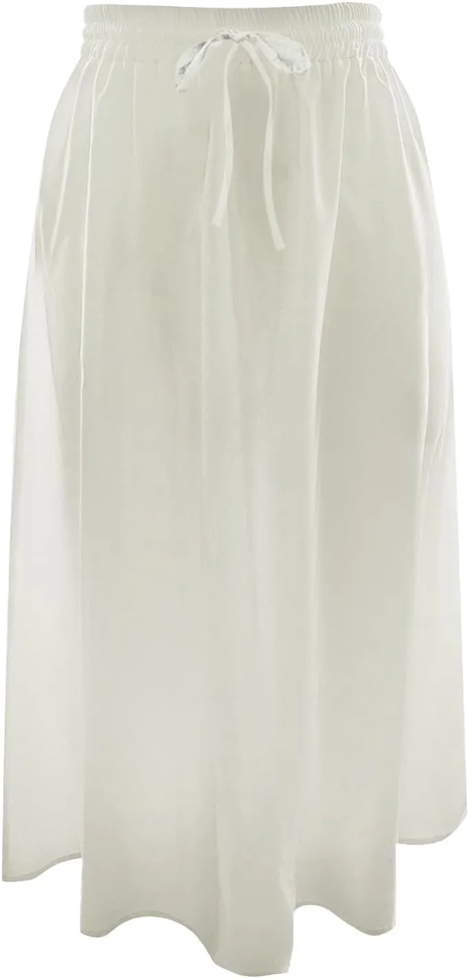 Skirts for Women Mid High Waisted Drawstring Casual Skirt Flowy Elastic Waist Baggy Elegant Trendy Skorts with Pockets