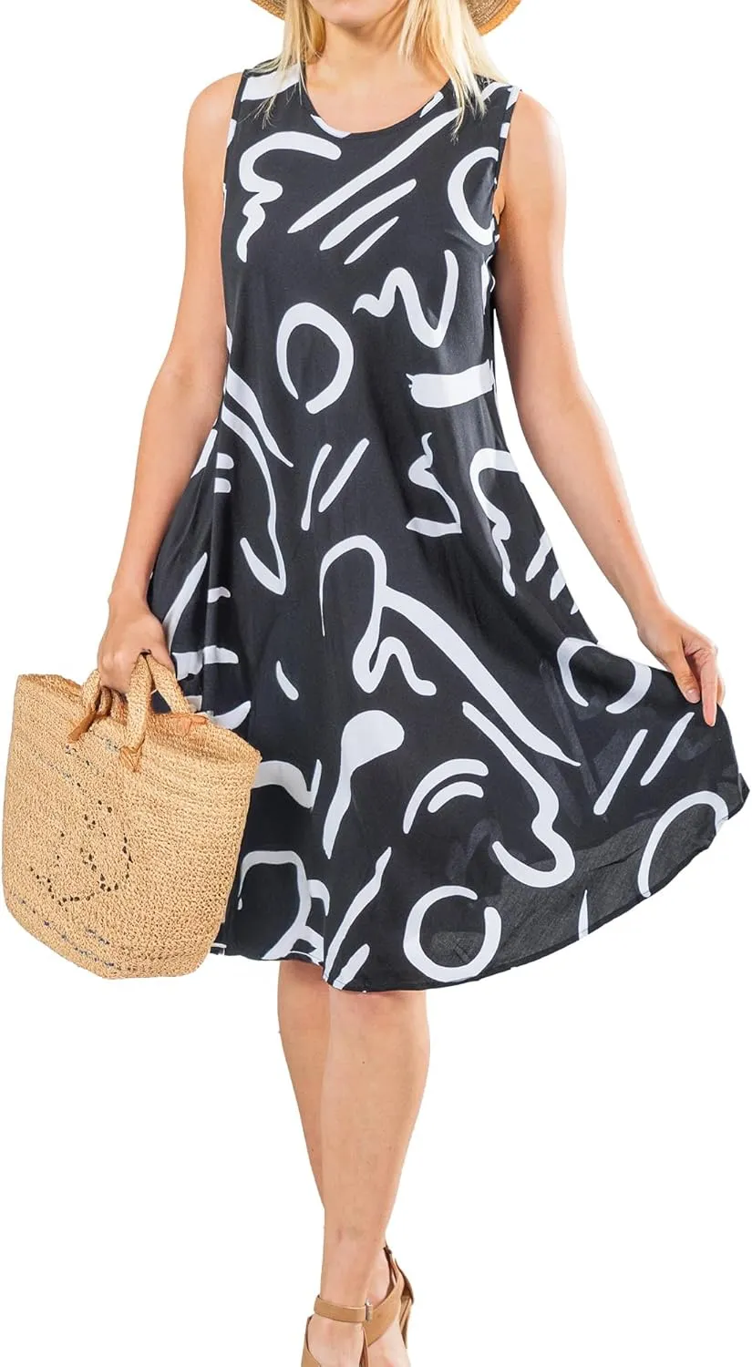 Sleeveless Midi Sundress, Vacation Outfit Floral Midi Dress for Women Floral Print Sundress Beach Cover Ups with Pocket