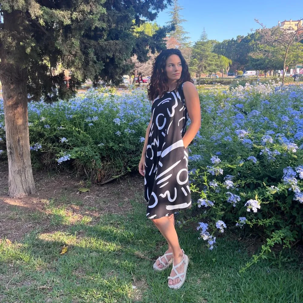 Sleeveless Midi Sundress, Vacation Outfit Floral Midi Dress for Women Floral Print Sundress Beach Cover Ups with Pocket