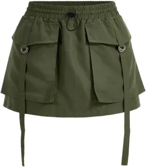 Summer Casual Solid Pocket Skort Women's Shorts