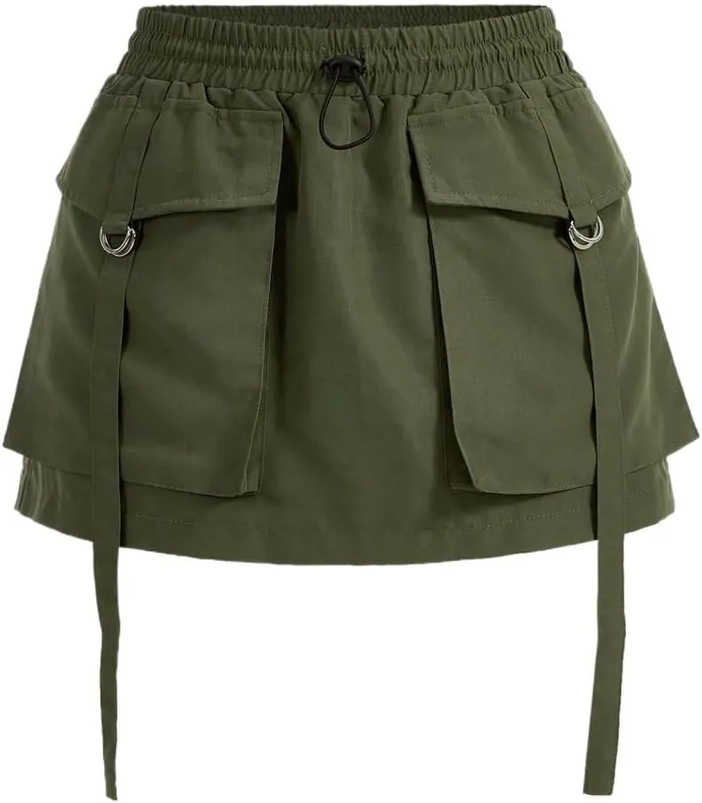 Summer Casual Solid Pocket Skort Women's Shorts