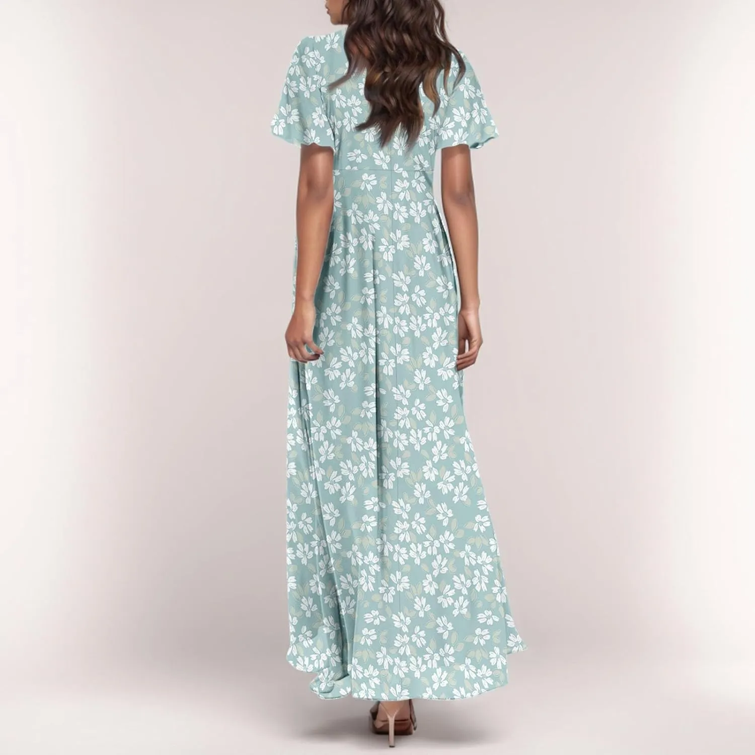 Summer Dress for Women 2025,Swing Flowy Ruffle Hem Casual Chiffon Beach Dresses