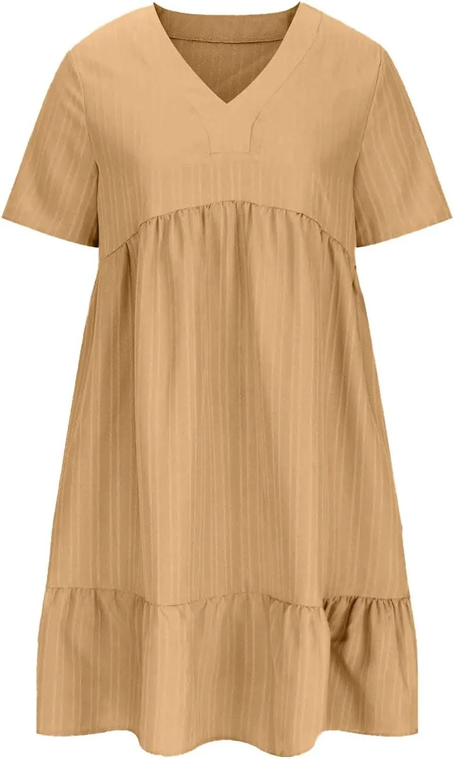 Summer Dresses for Women 2025 Casual Short Sleeve V Neck Midi Dress Pleated Tiered A Line Flowy Sundresses Vacation Clothes