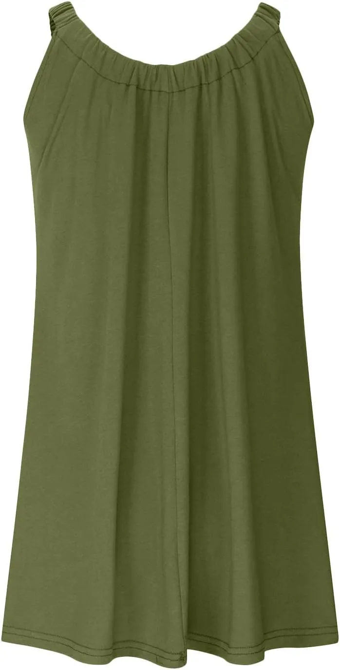 Summer Dresses for Women 2025 Trendy Halter U Neck Sun Dress Casual Loose Fit Beach Cover Up Vacation Mini Dresses