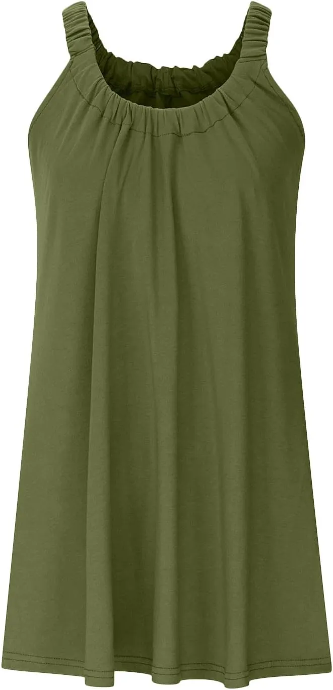 Summer Dresses for Women 2025 Trendy Halter U Neck Sun Dress Casual Loose Fit Beach Cover Up Vacation Mini Dresses