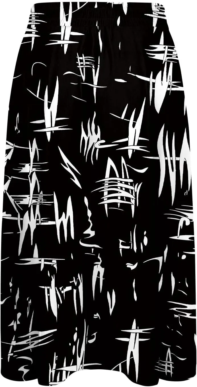 Summer Skirts for Women 2025 Midi Length Boho Floral Elastic High Waist Pleated A Line Skirts with Pockets Beach Coverups