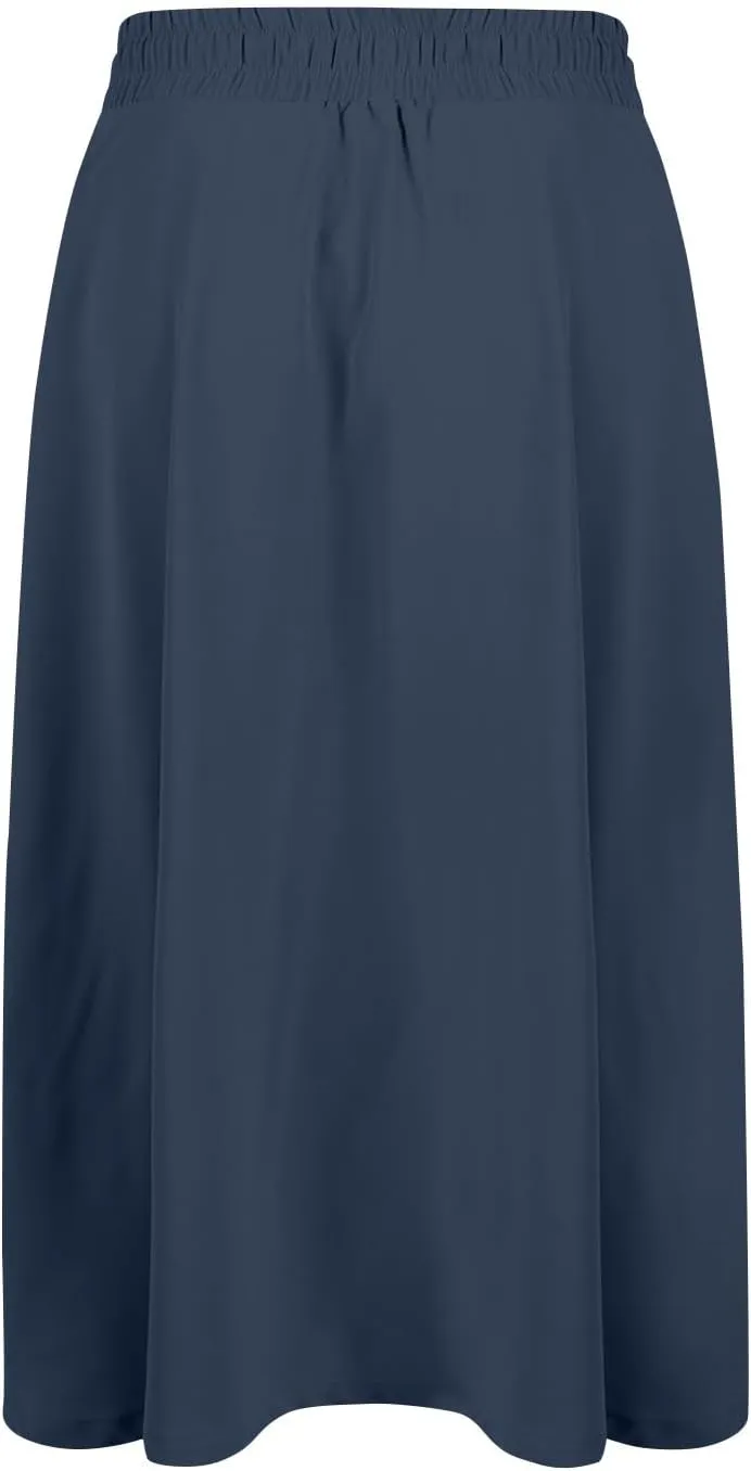 Summer Skirts for Women 2025 Midi Length Elastic High Waist Boho Floral Pleated A Line Skirts with Pockets Beach Coverups