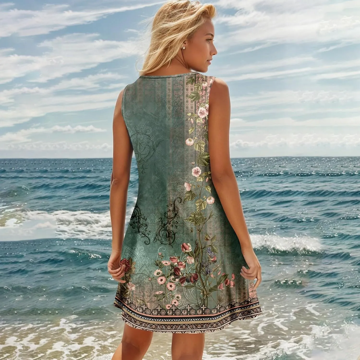 Sundresses for Women 2025 Vacation Resort Dresses Beach Swimsuit Coverups Button Down Sleeveless Spring Summer Dress