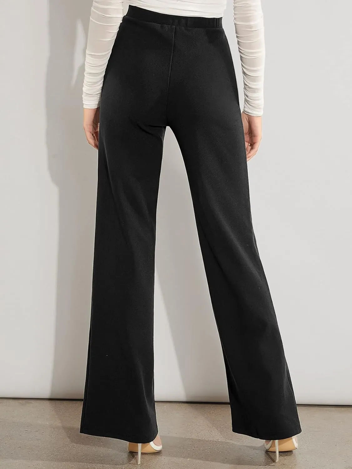 SweatyRocks Women's Casual High Waisted Wide Leg Long Pant Trouser Business Work Pants