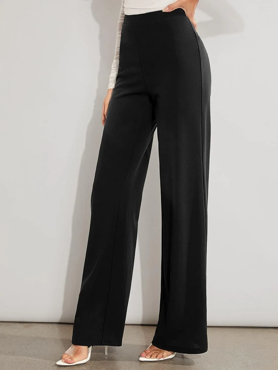 SweatyRocks Women's Casual High Waisted Wide Leg Long Pant Trouser Business Work Pants