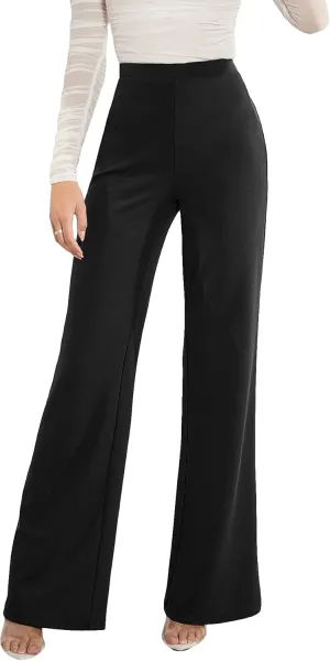SweatyRocks Women's Casual High Waisted Wide Leg Long Pant Trouser Business Work Pants