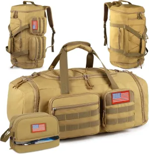 Tactical Gym Bag for Men with Toiletry Bag50L Large 3 in 1 Sports Duffle Bag with Shoes Compartment for Travel,Water Resistant Travel Backpack Weekender Overnight Bag with Wet Pocket for Women