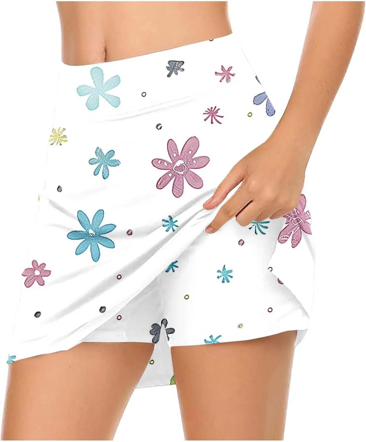Tennis Skirts Women Floral Graphic Skirt High Waisted Stretchy Summer Beach Skirts Boho Trendy Skirt for Vacation