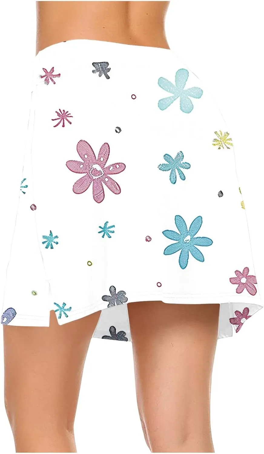 Tennis Skirts Women Floral Graphic Skirt High Waisted Stretchy Summer Beach Skirts Boho Trendy Skirt for Vacation