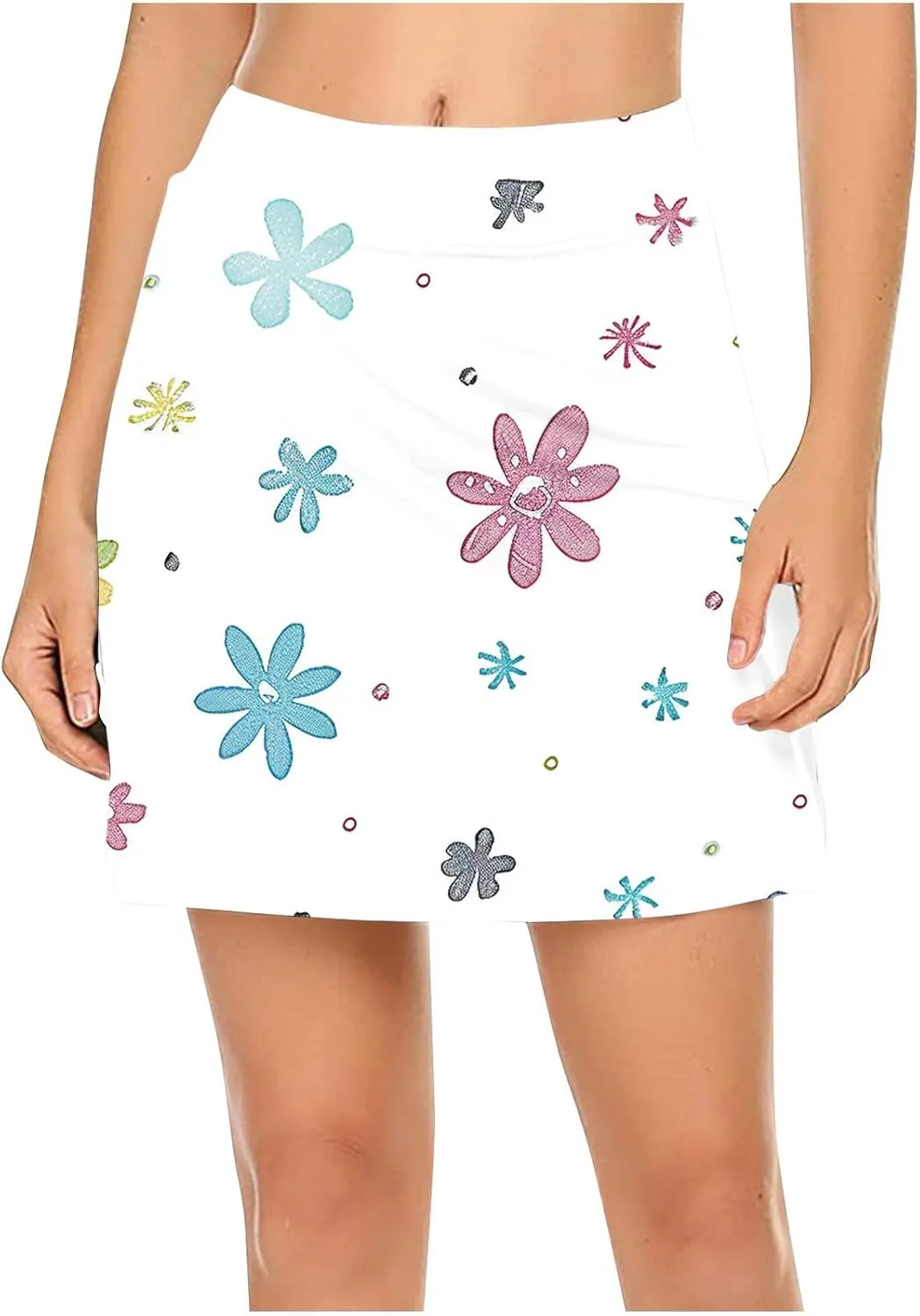 Tennis Skirts Women Floral Graphic Skirt High Waisted Stretchy Summer Beach Skirts Boho Trendy Skirt for Vacation