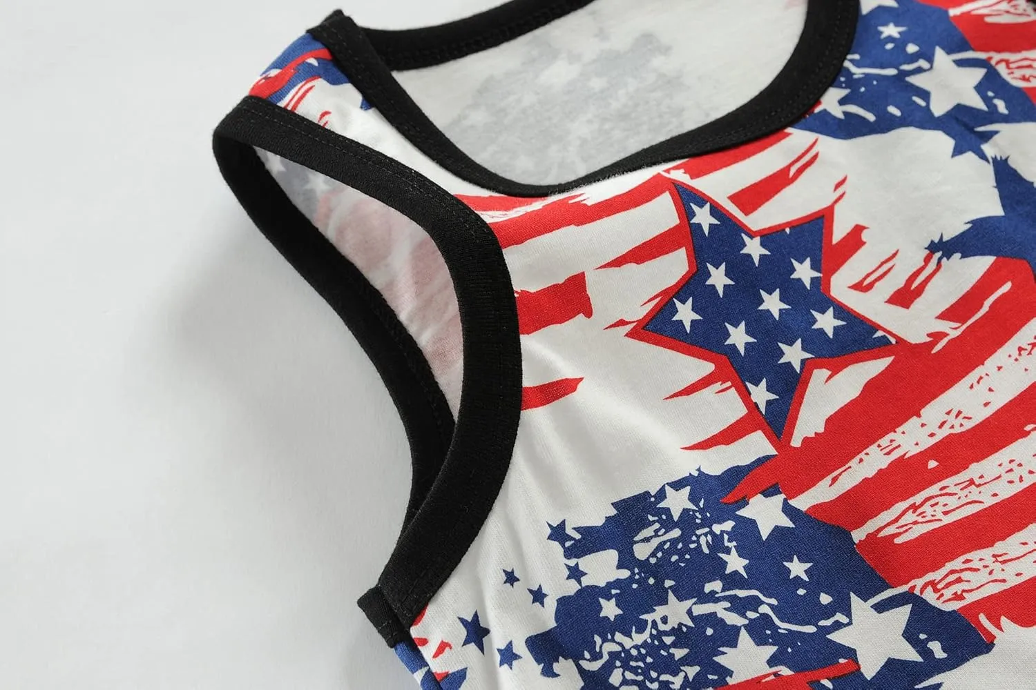 Toddler Boys' Tank Tops American Flag T-Shirt Kids 4th of July Shirts Cotton Patriotic Sleeveless Top Tees 1-7T