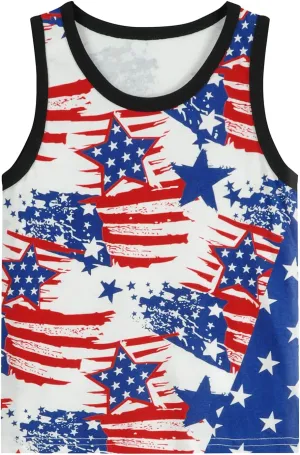 Toddler Boys' Tank Tops American Flag T-Shirt Kids 4th of July Shirts Cotton Patriotic Sleeveless Top Tees 1-7T