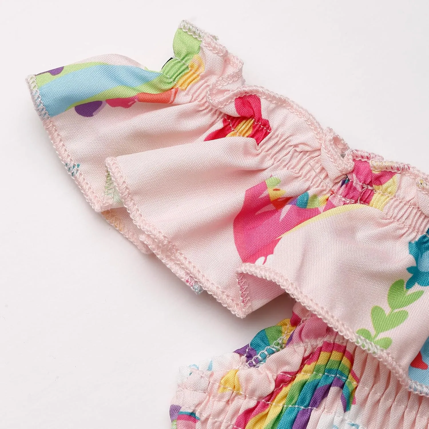 Toddler Little Girls Summer Dresses Floral Ruffle Sleeve A-Line Sundress Smocked Swing Birthday Outfits Dress 2-7 Years