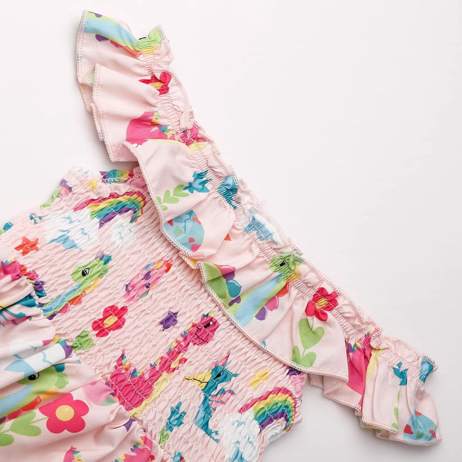Toddler Little Girls Summer Dresses Floral Ruffle Sleeve A-Line Sundress Smocked Swing Birthday Outfits Dress 2-7 Years