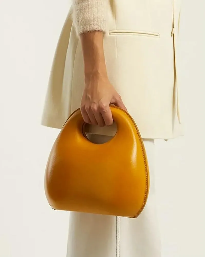 Trendy Small Round Crossbody Bag for Women Cute Vegan Leather Top Handle Handbag Shoulder Purse Designer Satchels