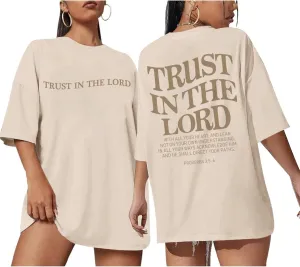 Tuislay Christian Shirts for Women Trust in The Lord Oversized Tshirts Jesus Graphic Tees Faith Religious Bible Verse Tops