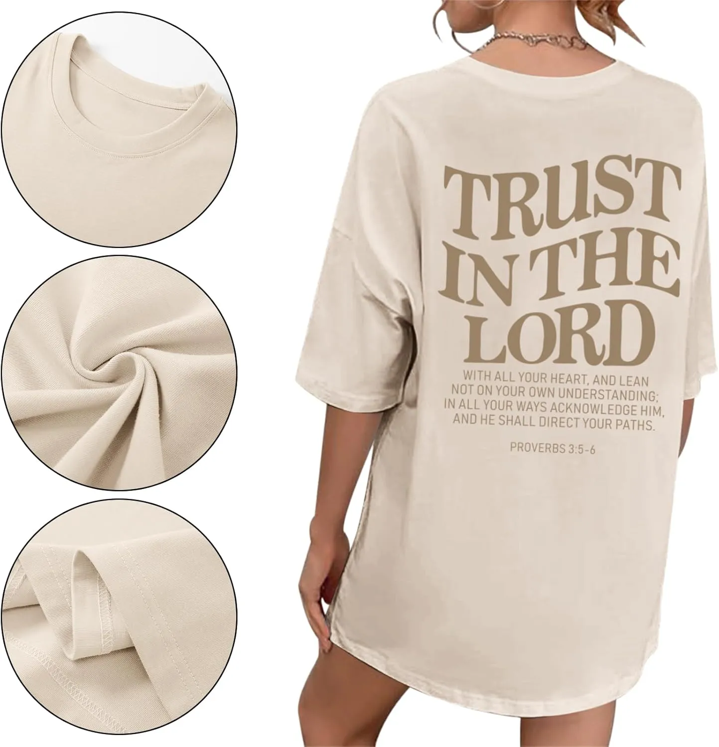 Tuislay Christian Shirts for Women Trust in The Lord Oversized Tshirts Jesus Graphic Tees Faith Religious Bible Verse Tops