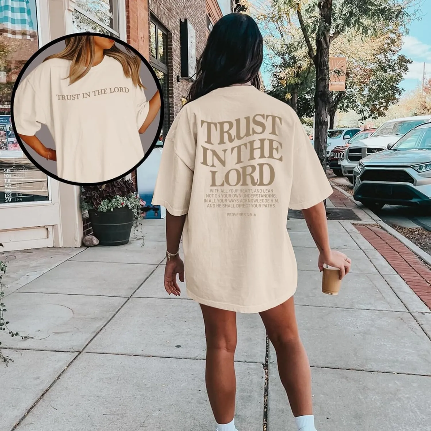 Tuislay Christian Shirts for Women Trust in The Lord Oversized Tshirts Jesus Graphic Tees Faith Religious Bible Verse Tops