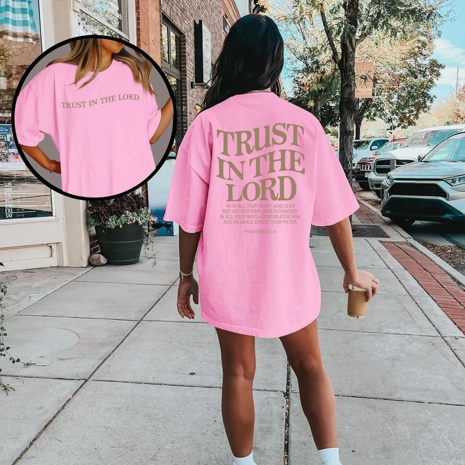 Tuislay Christian Shirts for Women Trust in The Lord Oversized Tshirts Jesus Graphic Tees Faith Religious Bible Verse Tops