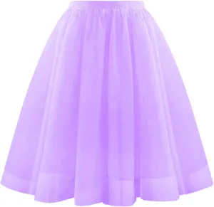 Tulle Skirts for Women Pleated Layered Tutu Skirt Ladies Midi Length High Waist Mesh Flowy A-Line Party Tutu Skirts