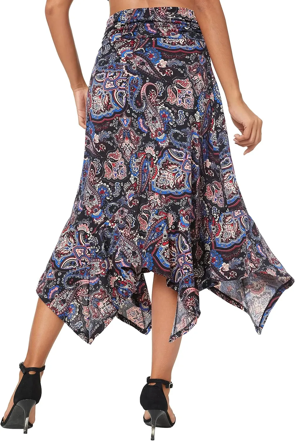 Urban CoCo Women's Flowy Stretchy Skirt Handkerchief Hemline Midi Skirt