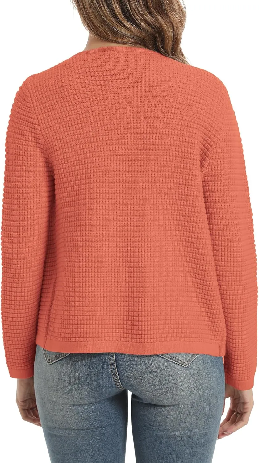Urban CoCo Women's Open Front Cropped Cardigan Sweaters for Women Trendy Crewneck Button Down Knit Sweater Jacket
