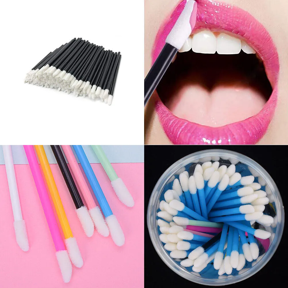 US 100-200 Pack Disposable Lip Brush Gloss Wands Applicator Makeup Cosmetic Tool