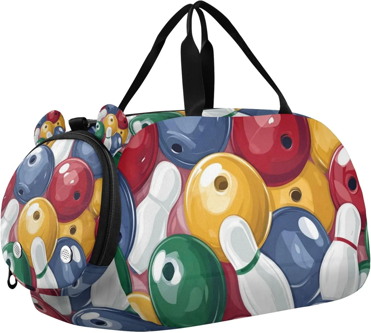 Various Bowling Balls Duffle Bag for Toddler Girls Boys, Sports Gym Bag with Shoe Compartments, Kids Travel Overnight Weekender Shoulder Bag
