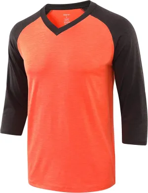 Vetemin Men's Casual Lightweight Quick Dry 3/4 Sleeve V Neck Active Running Baseball T Shirts