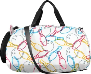 VIGTRO Colorful Bowling Pattern Kids Overnight Travel Duffel Bag Sport Gym Bag for Boys Girls with Shoe Compartment, Carry On Weekender Luggage Bag for Dance Swim Yoga
