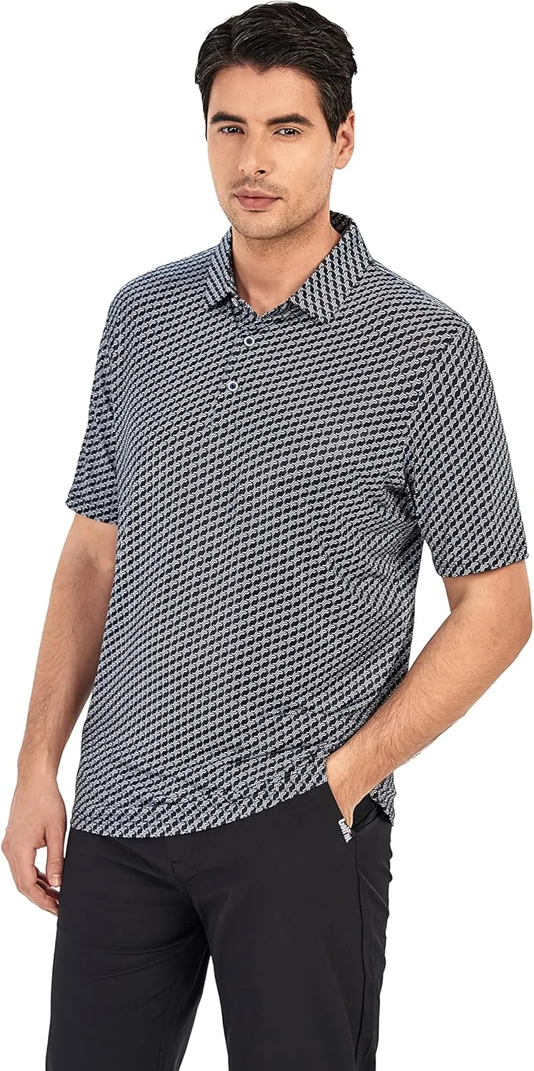 WARHORSEE Golf Polo Shirts for Men Short Sleeve Wrinkle Free 4 Way Stretch Moisture Wicking Performance Collared Tshirts