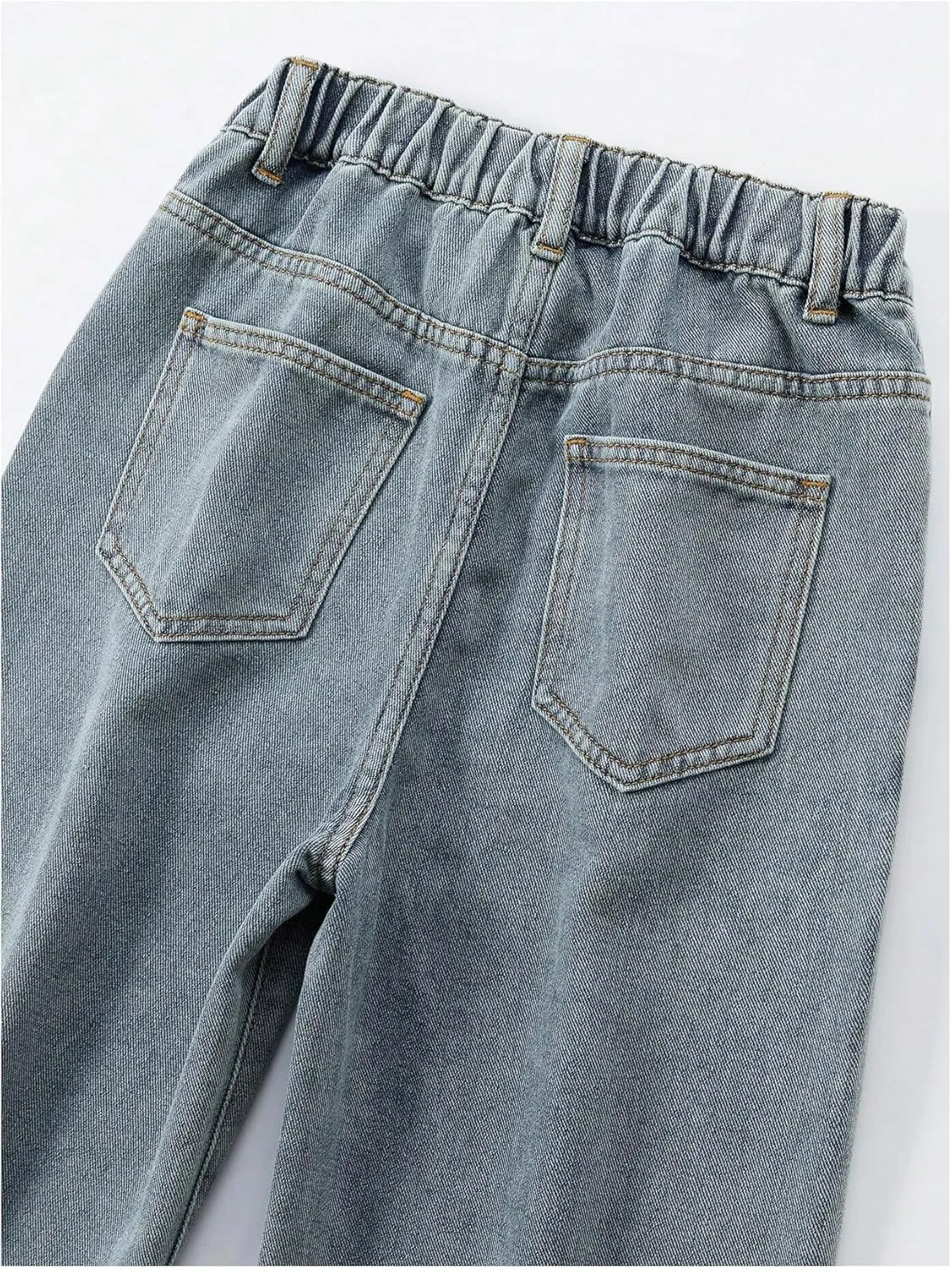 WDIRARA Girl's High Waisted Button Wide Leg Jeans Casual Long Denim Pants with Pocket