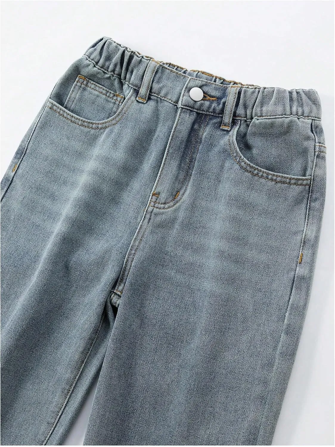 WDIRARA Girl's High Waisted Button Wide Leg Jeans Casual Long Denim Pants with Pocket