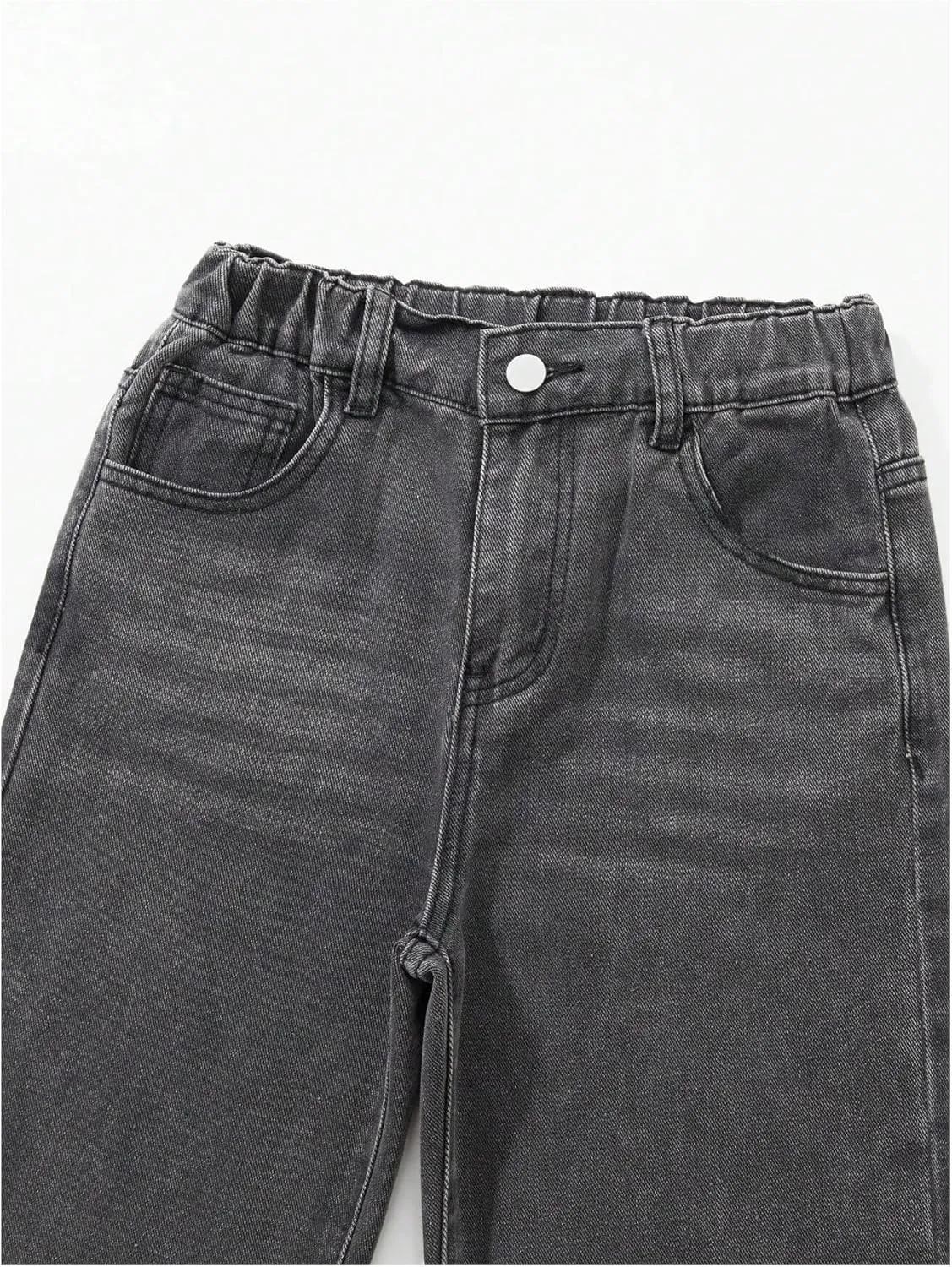 WDIRARA Girl's High Waisted Button Wide Leg Jeans Casual Long Denim Pants with Pocket