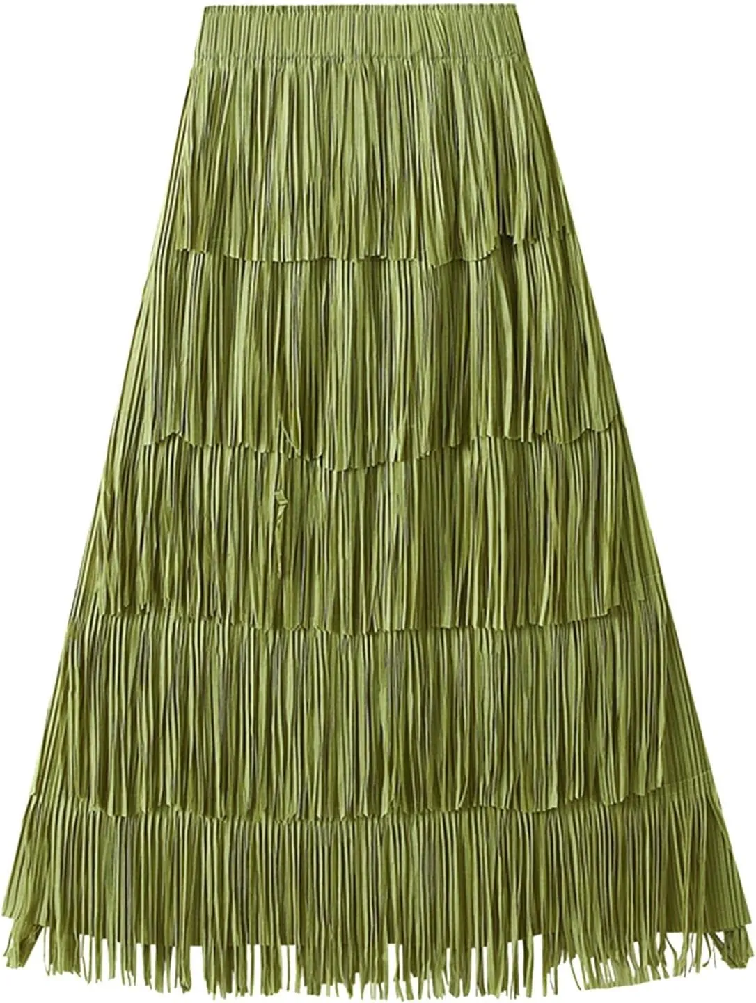 White Flowy Skirt Women Bubble Long Skirt Y2k Flowy Swing a Line Maxi Skirt Cute Ruffle Pleated Midi Skirt Summer