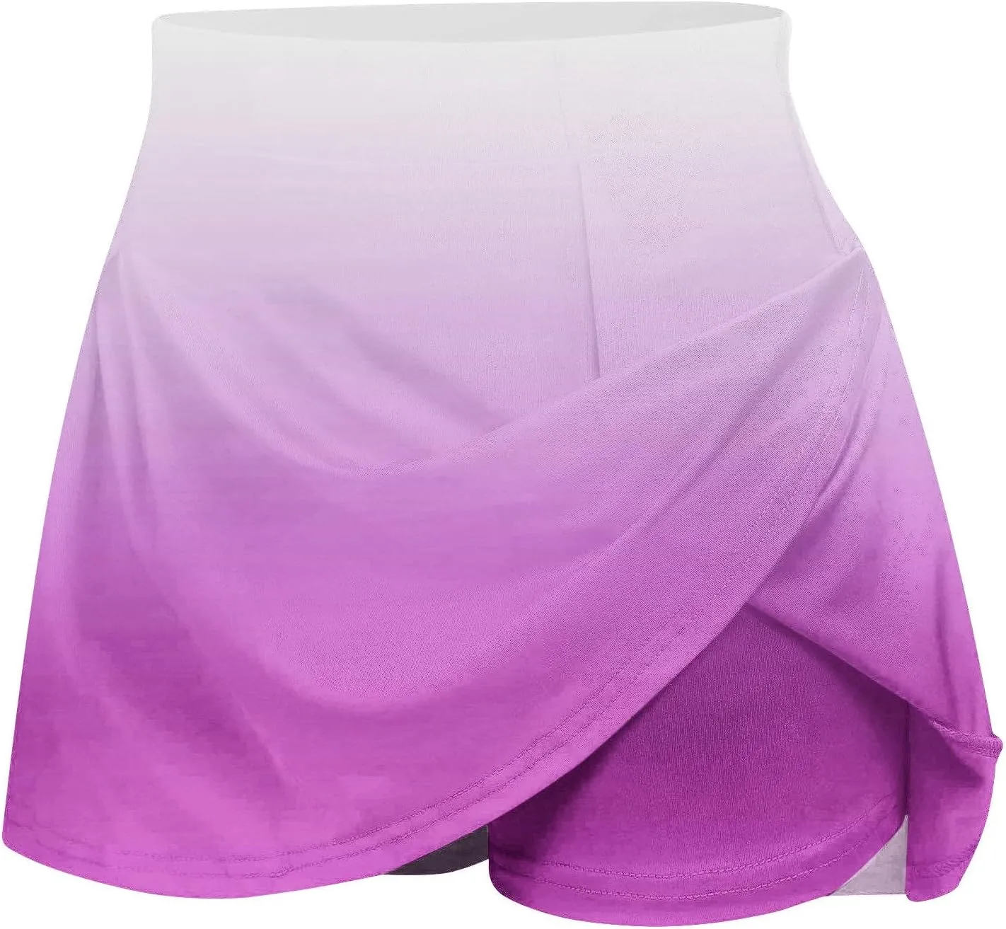 Women Gradient Colour Skirt Shorts Ladies Pleated Tennis Skirts Short Regular Fit Fake Two Piece Half Trouser 2025